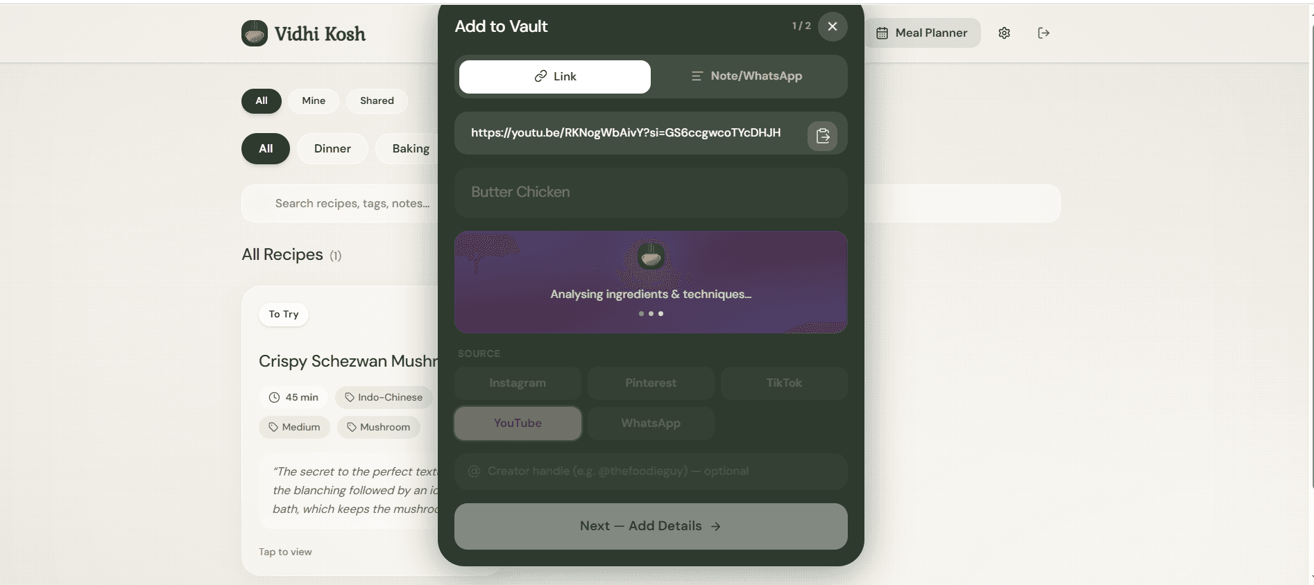 Vidhikosh — AI analyzing ingredients and techniques